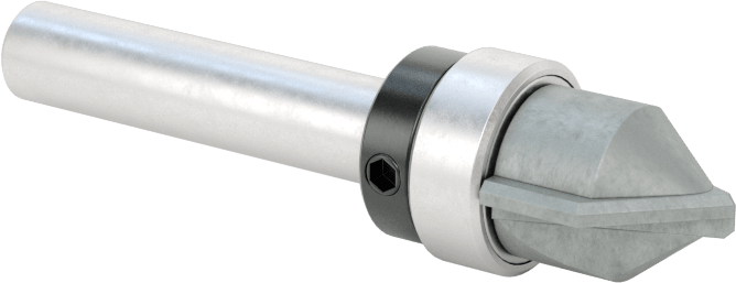 Yivler için V Şeklinde Freze Ucu, Üst Pilot, 1/2" Kesme Çapı — V, 1⁄4", 1⁄2"