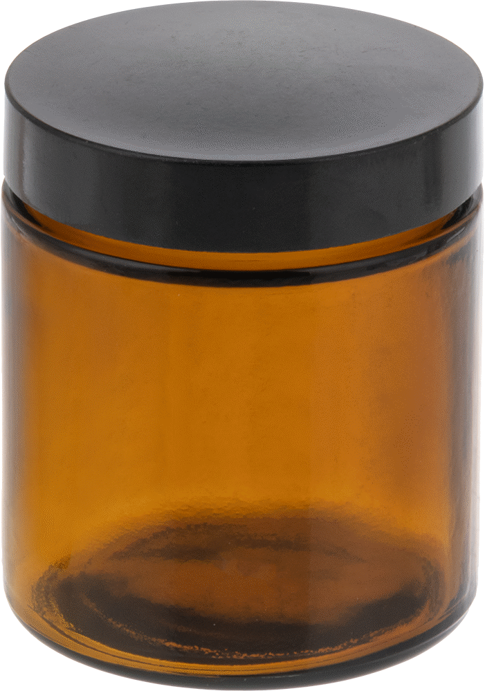 Kehribar Rengi Cam Kavanoz, PTFE Plastik Contalı, 4 FL oz/120 ml Kapasite — Glass, Phenolic, Plastic, PTFE, Soda-Lime Glass, 4 fl. oz., 1…