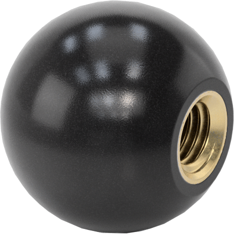 Siyah Fenolik Top Düğme, M8 x 1.25 mm Dişli Delik, 25 mm Baş Çapı