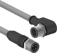 M12 Konektörlü Ethernet Kablosu, D Kodlu, Düz x 90 Derece Dirsek Tapaları