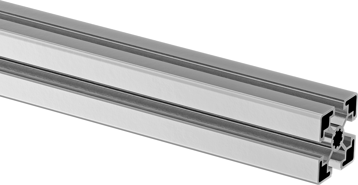 T-Yivli Çerçeve Rayı, Tek Dört Yuvalı Ray, Gümüş, 40 mm Kare