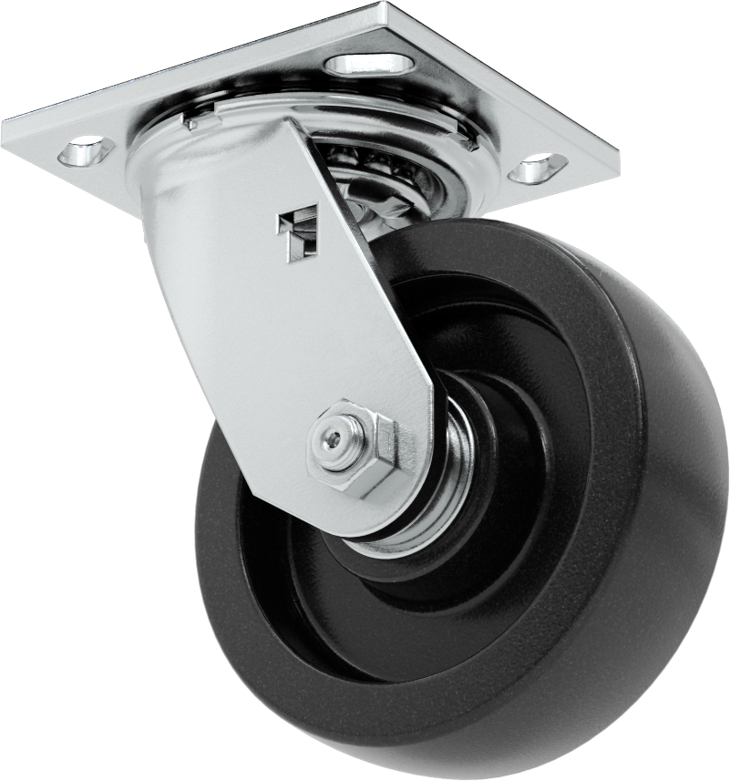 4-1/2" x 4" Montaj Plakalı Samson Tekerlek, 5" Çaplı Fenolik Tekerlekli Döner