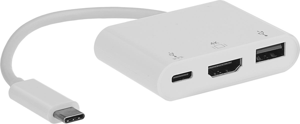USB Standart 3.2 Gen 1 Hub, Dişi USB A ile Erkek USB C, USB C ve HDMI Bağlantısı — 2 3⁄8", 4 1⁄4", Düz