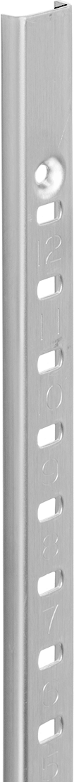 Tek Yuvalı Standart, 72" Yükseklik, Paslanmaz Çelik, Dolaplar ve Kitaplıklar için — 1/4", 5/8", 72"