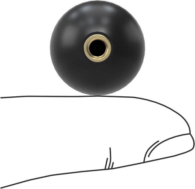 Siyah Polipropilen Top Topuz, 8-32 Dişli 3/8" Derinliğinde Delikli, 3/4" Baş Çapı