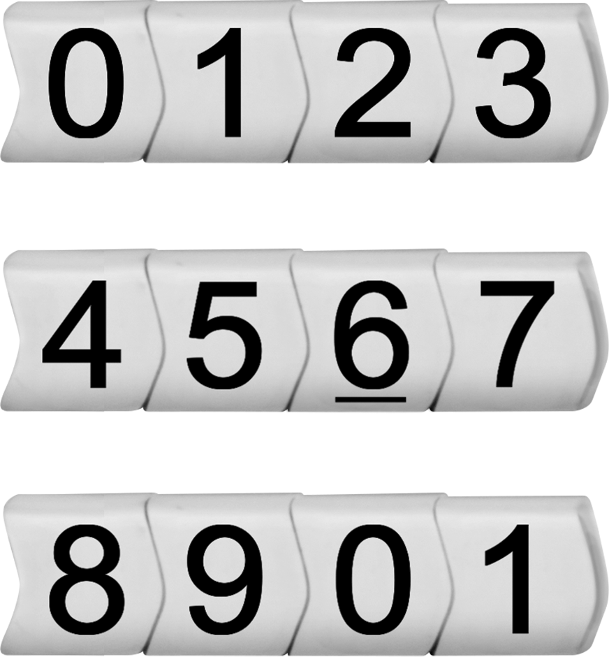 Takmalı Tel İşaretleyiciler, Çeşitli Karakterler, 14-12 Kalınlık için, 0-9 Arası Sayılar