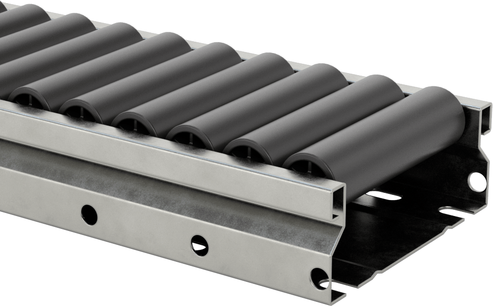 3-3/8" Toplam Genişlik x 4 Fit Uzunlukta Konveyör Rayı, Kelepçeli Çerçeve Rayı için — 1.08", 28 mm, Plastik, Çelik, Konveyör Rayı