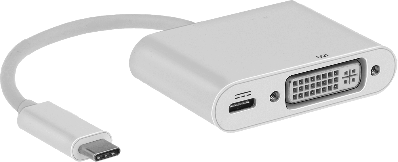 USB Adaptör Kablosu, C Fiş x C Soket/DVI-I Soket, 4-1/2" Uzunluk — Adaptör, 4 1⁄2", Çift Korumalı