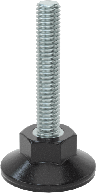 Naylon Tabanlı Sert Seviyeleme Montaj Parçaları, M6 x 1 mm Dişli Çinko Kaplı Çelik Saplama — M6, Sert, 25 mm