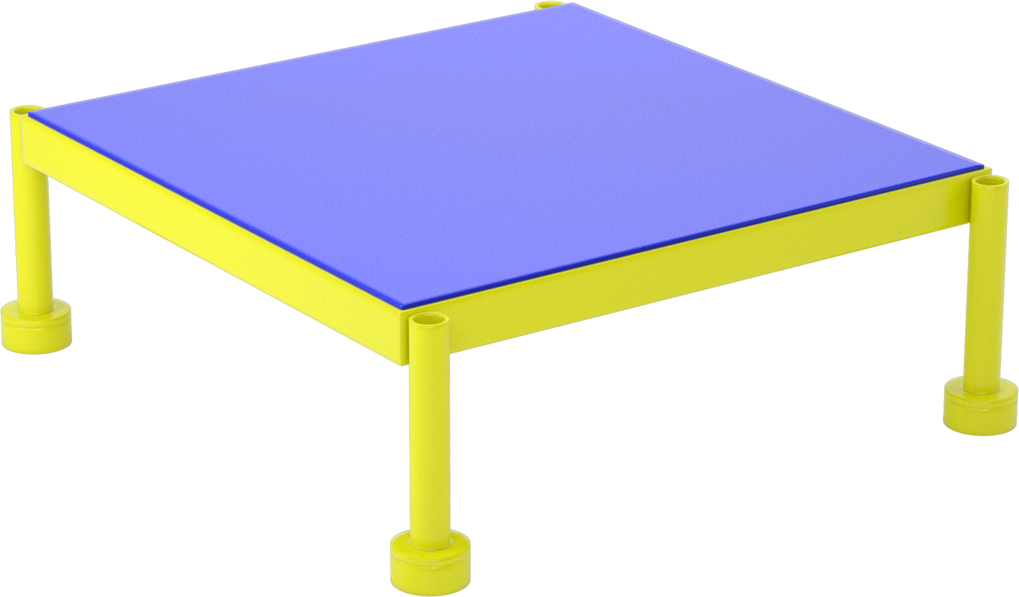 Yorgunluk Önleyici Çalışma Platformu, 9"-14" Yükseklik x 24" Genişlik x 24" Derinlik Toplam — 24", 9" ila 14", Mavi, Sarı