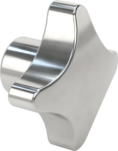 Paslanmaz Çelik Dört Kollu Topuz, 1/4" Çaplı 1/2" Derinlikli Delikli — 1⁄4", Dişsiz Delik, Dört Kol