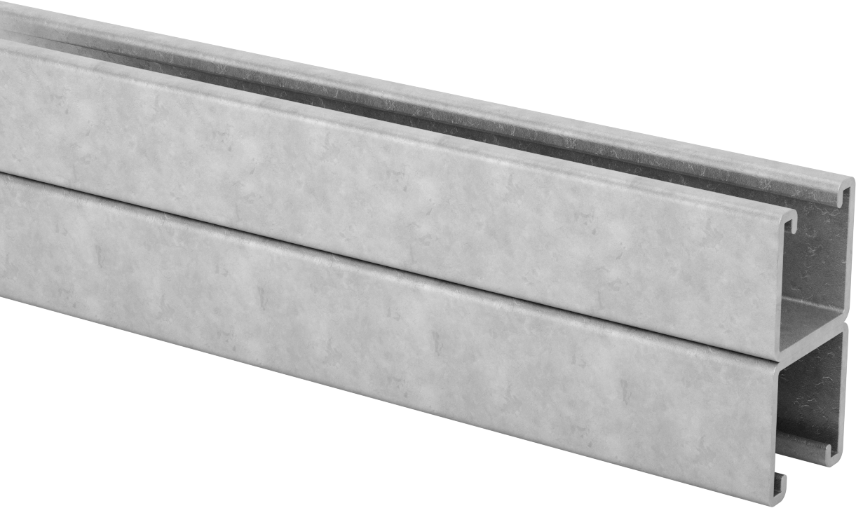 Sırt Sırta İstiflenmiş Dikme Kanalı, Katı, Galvanizli Çelik, 1-5/8" Yükseklik — Stacked, Standard, Katı, Çelik
