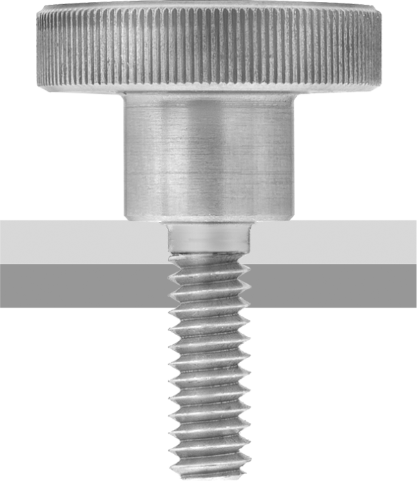 Çelik Yükseltilmiş Tırtıllı Başlı El Vidası, 4-40 Diş Boyutu, 1/4" Uzunluk, 3/8" Çaplı Başlık