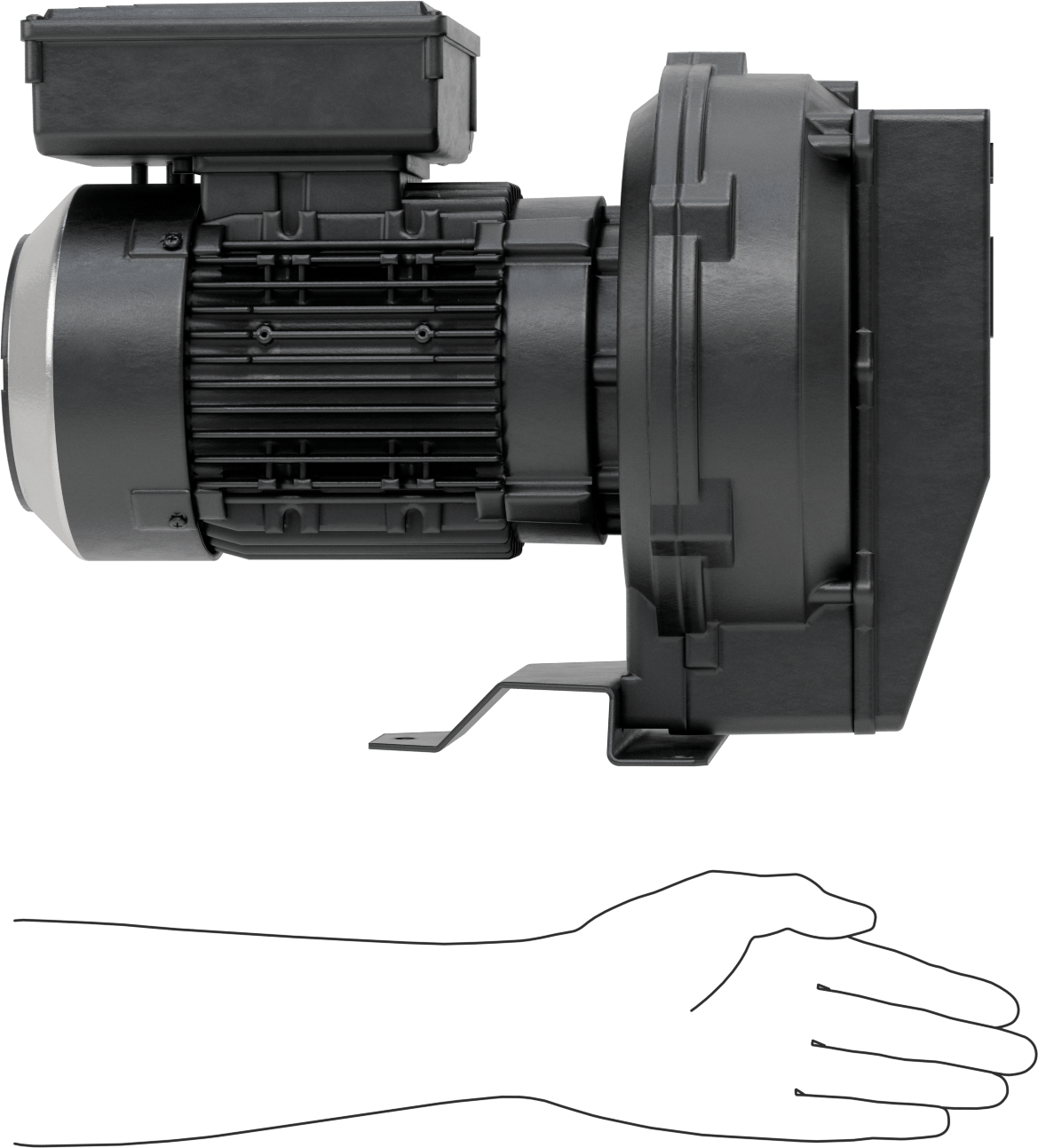 Yüksek Akışlı Düşük Basınçlı Sıkıştırılmış Hava Üfleyici, 2 Stage, 1 Fazlı, 35 CFM @ 0 PSI Maksimum Akış Hızı, 1 hp