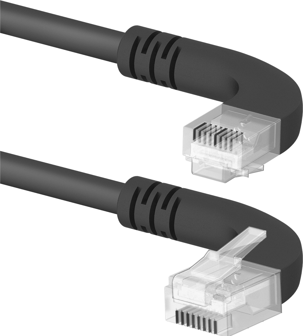 Ethernet Kablosu, 90 Derece Dirsek x 90 Derece Dirsek, Kategori 6, 1 Fit Uzunluğunda