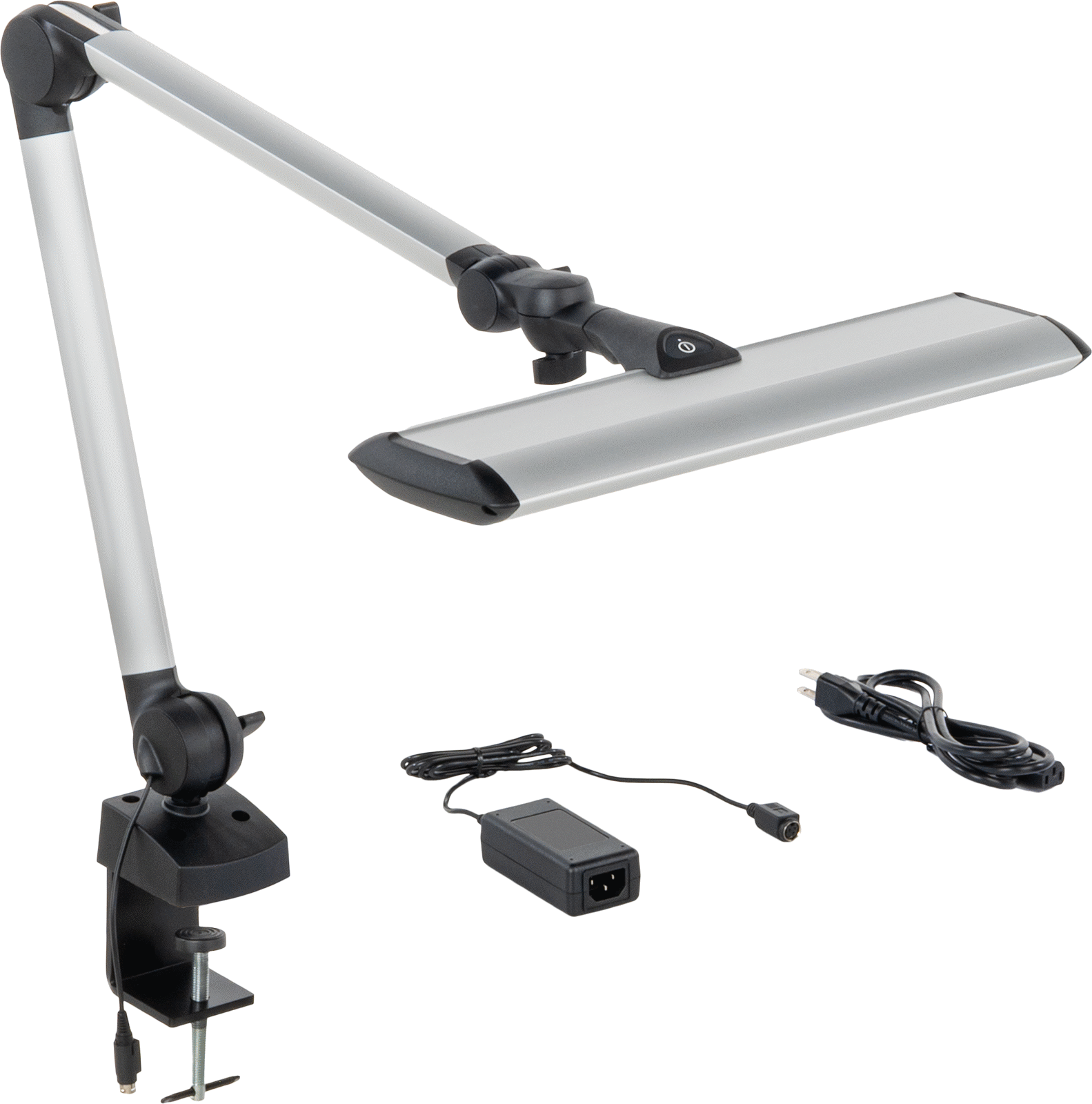 Dahili LED'li Uzun Menzilli İş İstasyonu Işığı, Kelepçeli, Bağlantı Elemanı Montajı, 40" Kol Uzanma Mesafesi, 15-3/4" Baş Uzunluğu