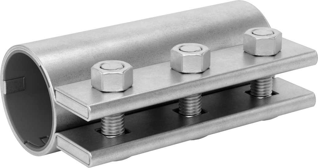 Cıvata Kelepçesi, Silikon Conta, 2-1/8" Boru Dış Çapı için — 2 1⁄8", 430 Stainless Steel, Rubber, Silicone Rubber, Stainless Steel, Steel…