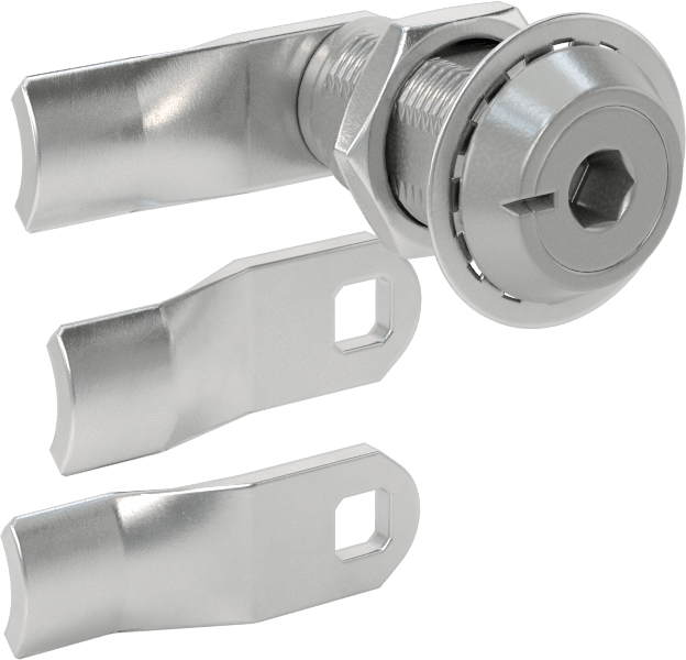 Sıkı Tutuşlu Altıgen Tahrikli Kam Kilidi, Sabit Kilitleme Mesafesi, Gri Toz Kaplamalı Alüminyum — Altıgen Anahtar, 7⁄8", Sabit