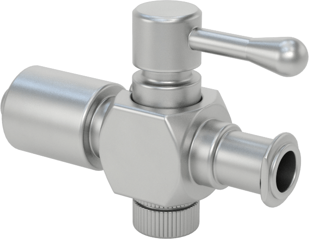 Luer Lock Bağlantı Parçalı Açma/Kapama Vanası, 303 Paslanmaz Çelik Gövde, Kilitleme Halkalı Dişi x Erkek — 303 Stainless Steel, Stainless…