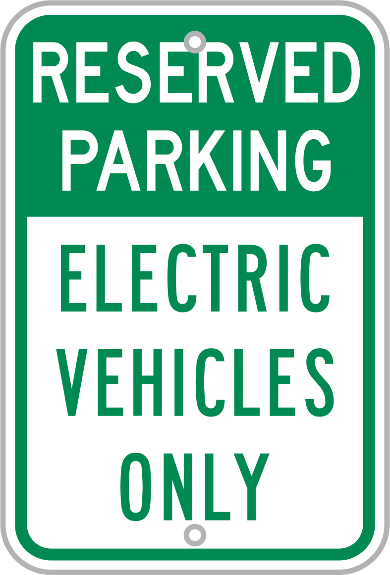 Park İşareti, (Elektrikli Araçlar İçin Ayrılmış Park Yeri...), Yeşil/Beyaz Mesaj — Ayrılmış Park Yeri — Yalnızca Elektrikli Araçlar, Traf…