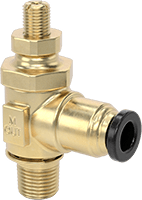 Dirsek Hava Akış Kontrol Vanası, Pirinç 1/8 NPT Giriş x 1/4" Push-Connect Çıkış