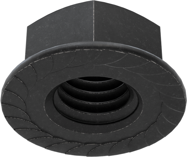 Yüksek Mukavemetli Çelik Tırtıklı Flanşlı Somun, Sınıf 8, Siyah Oksit, 1/2"-13 Diş Boyutu