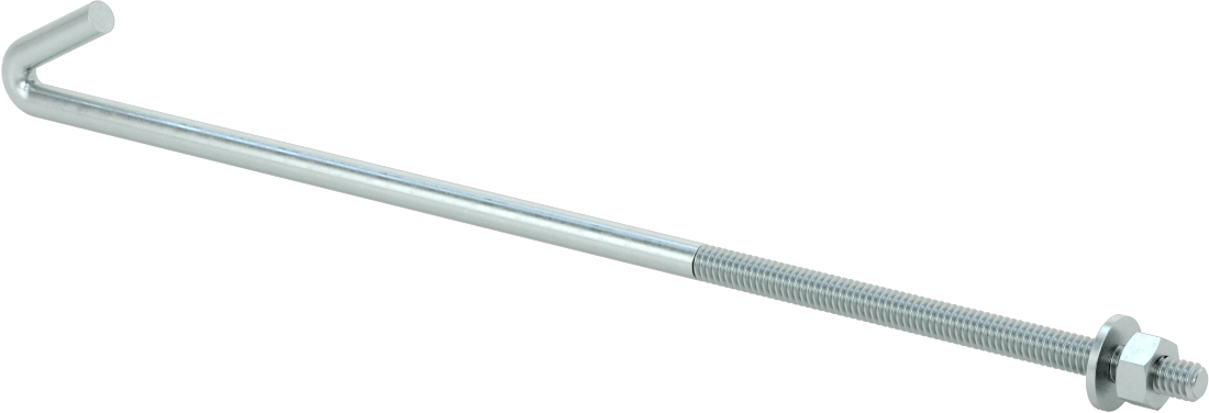 Somun ve Pullu Düşük Mukavemetli Çelik Sabitleme Cıvatası, 30 Derecelik Yuvarlak Kanca, Çinko Kaplamalı, 1/4"-20 Diş Boyutu, 10" Uzunluk…