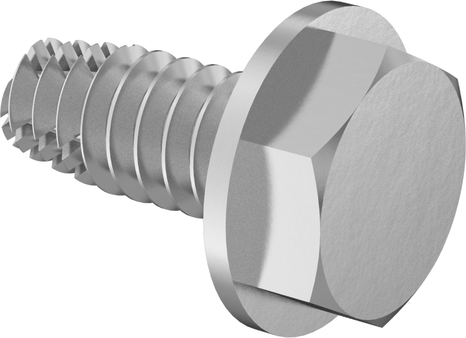 Çelik Flanşlı Altıköşe Başlı Diş Açma Vidası, Çinko Kaplamalı, 4-40 Diş Boyutu, 1/4" Uzunluk