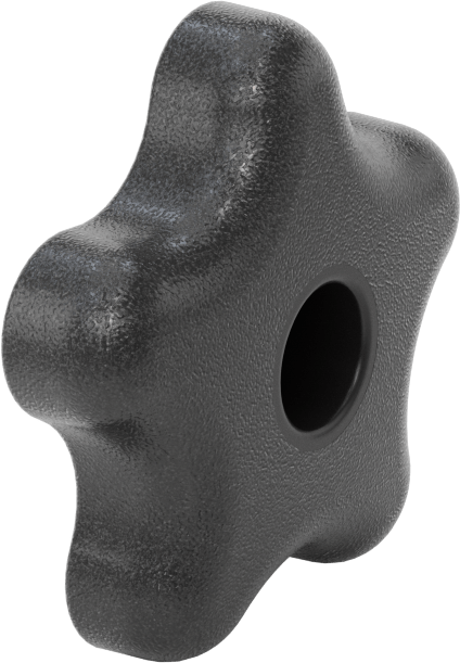 Plastik Beş Kollu Topuz, Titreşime Dayanıklı, 1/4"-20 Dişli Delikli, 2-1/4" Genişlikte Başlık