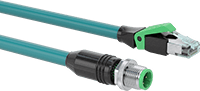 M12 x RJ45 Konektörlü Ethernet Kablosu, D-Kodlu Fişler