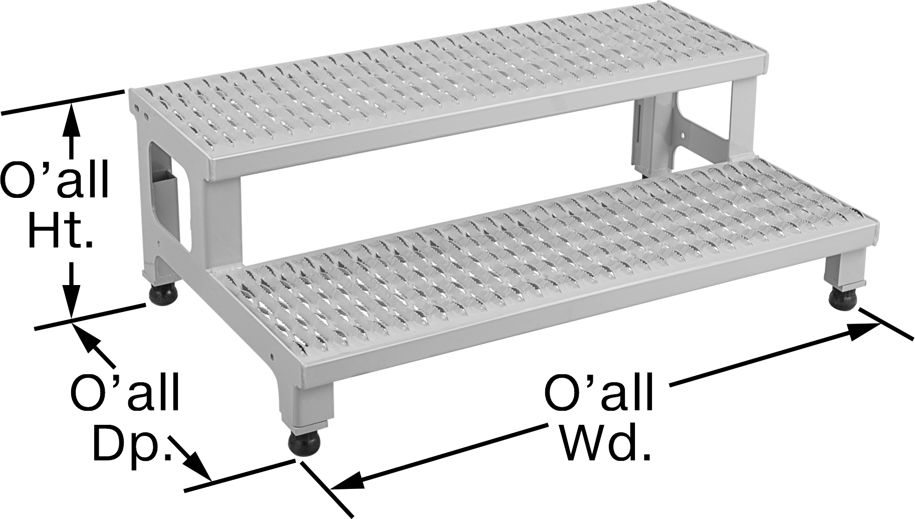 Yüksekliği Ayarlanabilir Çalışma Platformu, 2 adet Basamaklı, 13"-15.25" Yükseklik x 60" Genişlik x 23" Derinlik (Toplam) — Çelik, Çalışm…