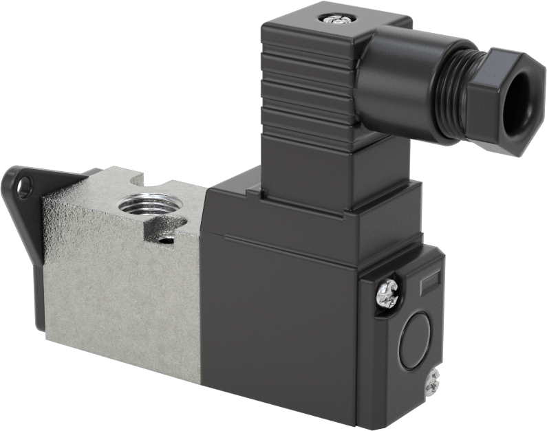 Hava Yön Kontrol Vanası, Tek Solenoid, 10-32 UNF x 1/8 NPTF, 0.13 Cv