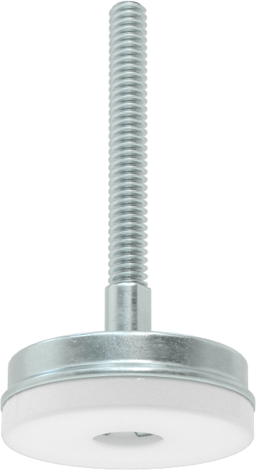 Dişli Saplama ve Yastıklı Sert Seviyelendirme Montajı, Naylon Yastıklı Çinko Kaplı Çelik, 10-24 x 1-1/2" Uzunluğunda Diş