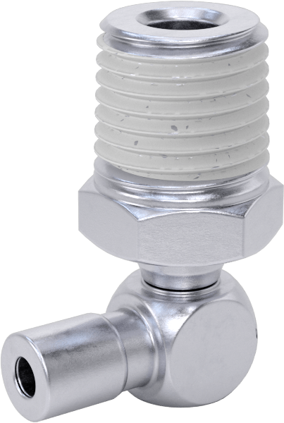 Nikel Kaplı Pirinç Bas-Bağlan Tüp Bağlantı Elemanı, Döner Dirsek, Serbest Bırakma Kılıfı, 1/8" Boru Dış Çapı, 1/4 NPT Erkek