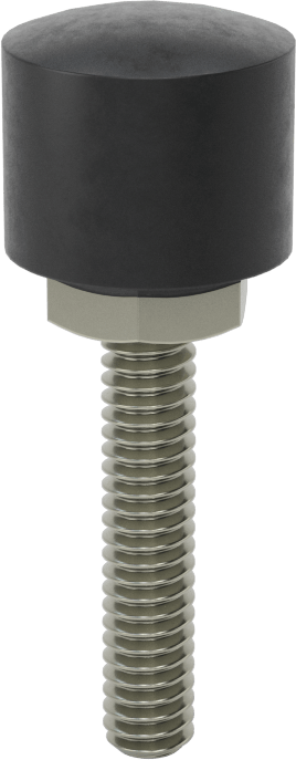 Güçlendirilmiş Dişli Tampon, Poliüretan, 1-1/4" Uzunluk 1/4"-20 Saplama, Durometre 80A