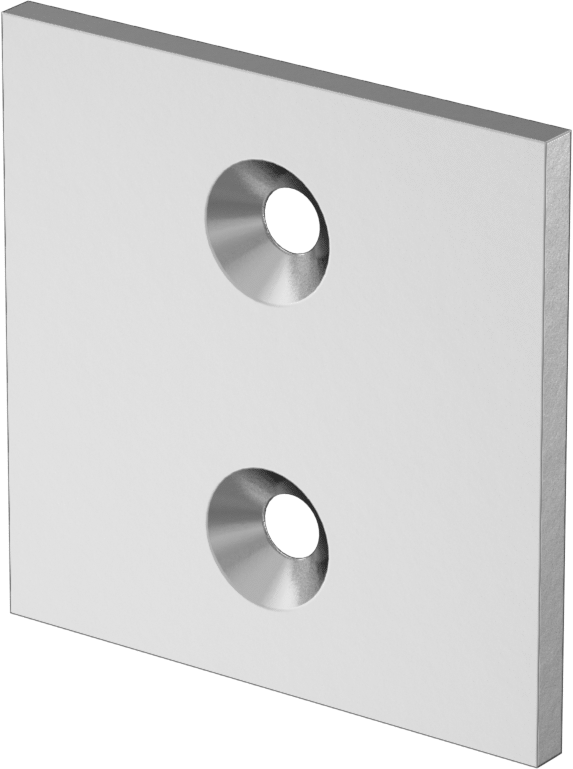 T-Yivli Çerçeve, Gümüş 2-3/8" Kare Montaj Plakası — Eloksallı Alüminyum, M6, Gümüş
