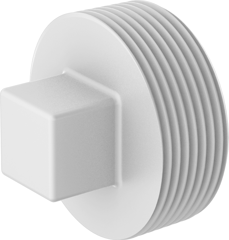 Drenaj için Yer Üstü PVC Bağlantı Parçası, Atık ve Havalandırma, Standart Cidarlı, Dış Kare Tahrikli Fiş, 1-1/2 NPT Erkek