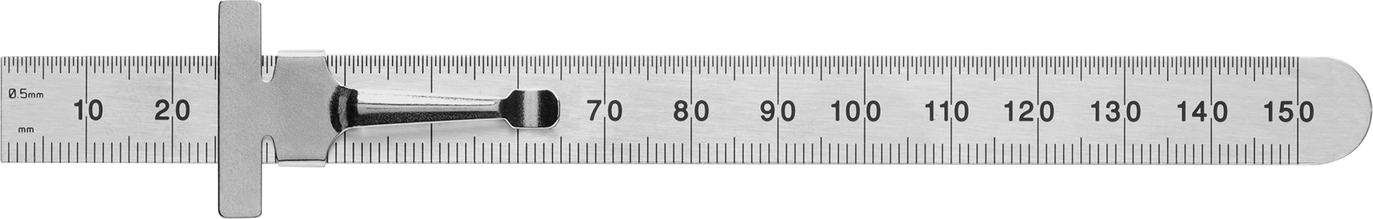 Metrik Cep Cetveli — 150 mm, Yuvarlak, Paslanmaz Çelik