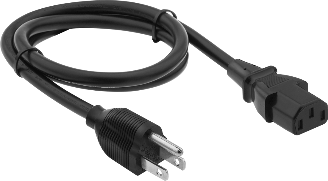 Elektronik Ekipman Güç Kablosu, NEMA 5-15 Fiş x IEC C13 Priz, 18 AWG, 3' Uzunluk, SVT