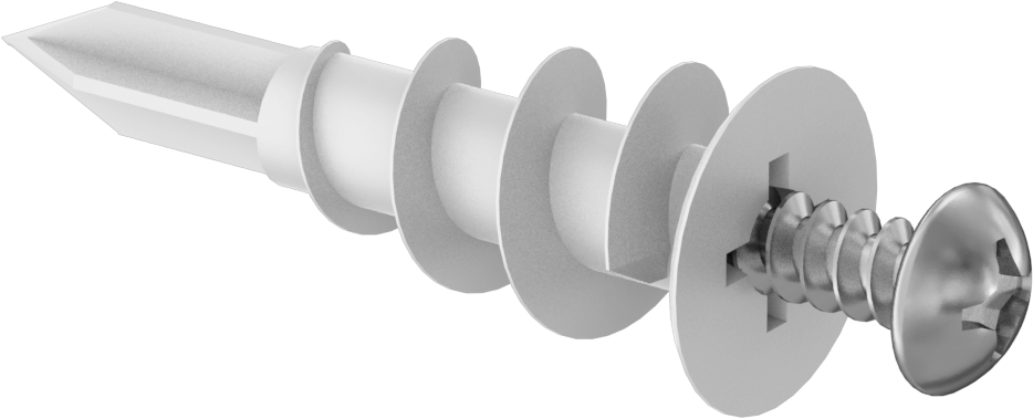 Alçıpan için Delme Ankrajları, 1-3/8" Uzunluk, 6 Numaralı Naylon Plastik Vidalı