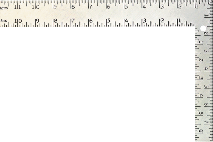 İki Ölçekli Bıçaklı Kare, 12" x 8" Bıçak Uzunluğu, 16'lık Ön Ölçü İşaretleri