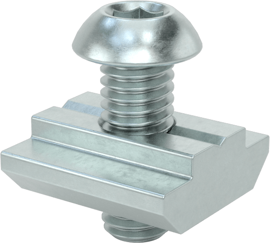 T-Yivli Çerçeve, Kendinden Hizalamalı Somun ve M6 Düğme Başlı, 1.5", 30 mm ve 40 mm Ray — End Feed, Vida ve Somun Seti, Merkez