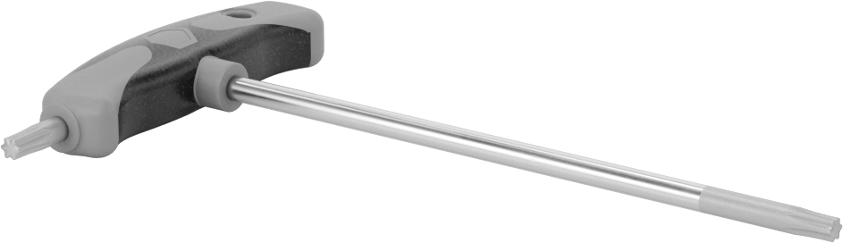 Yüksek Kaldıraçlı Krom Kaplı Çelik T-Kolu Torx Anahtarı, T27 Tahrik Boyutu, 7-1/8" Toplam Uzunluk — Düz, Bireysel, Ultra Grip