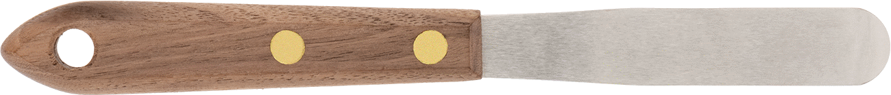 Yuvarlak Uçlu Paslanmaz Çelik Spatula, Ahşap Saplı, 5/8" Genişlik x 3" Uzunluk Bıçak