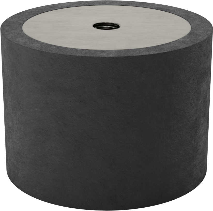 Doğal Kauçuk Titreşim Sönümleyici Sandviç Montaj, M12 x 1.75 mm Dişli Çelik Ek Parçalı, 720 lbs. Kapasite — M12 × 1.75 mm, 2 1⁄4", 3 1⁄8"