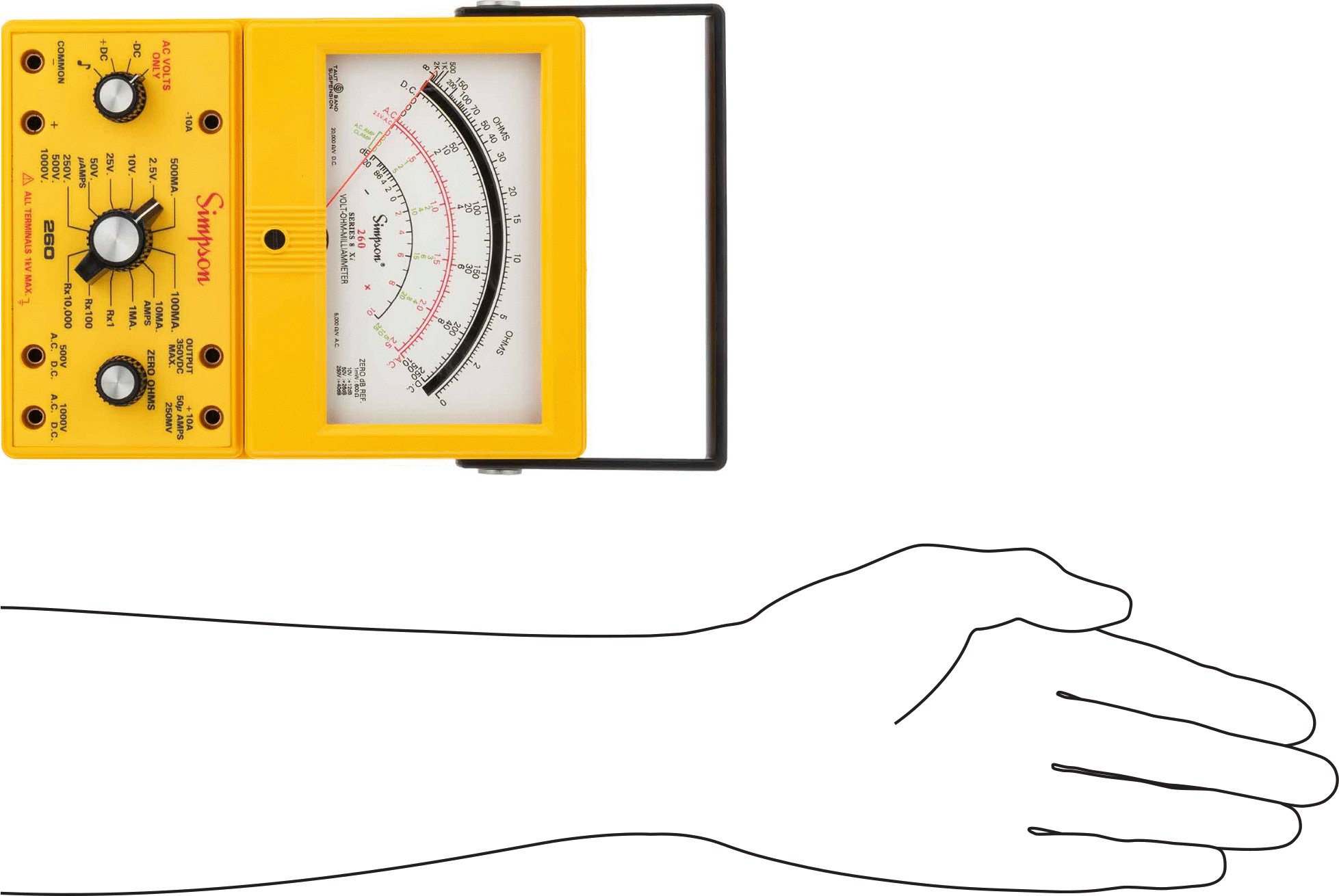 Simpson Analog Multimetre, 5.200" Diyagonal Elekli
