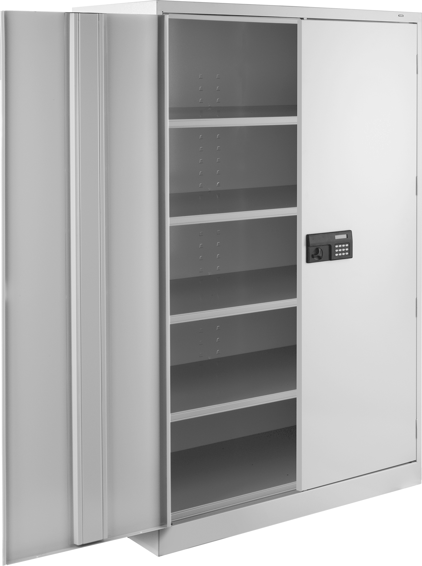 Elektronik Basmalı Düğme Kilitli Raf Dolabı, Sabit, 48" Genişlik x 78" Yükseklik x 24" Derinlik, Açık Gri — 48", Raf, 78"