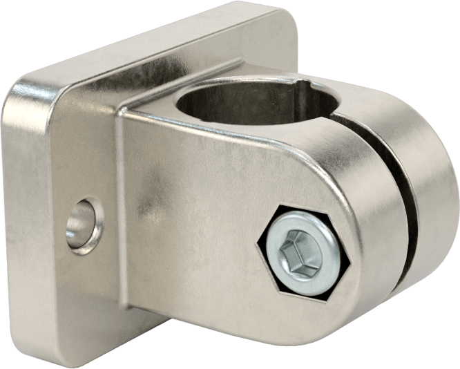 Ağır Hizmet Tipi Kelepçeli Çerçeve, 3/4" Dış Çaplı Ray için Delikli Ofset Destek, 304 Paslanmaz Çelik — 3⁄4", Yuvarlak, 304 Stainless Ste…