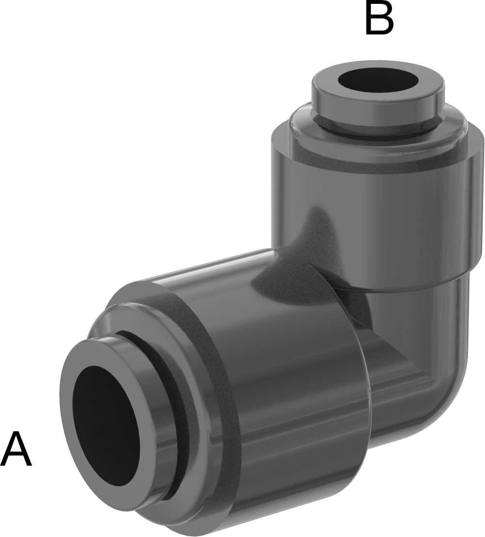 Kimyasallar için Bas-Bağlan Boru Bağlantı Parçası, PVDF 90 Derece Dirsek Redüktörü, 3/8" x 1/4" Dış Çaplı Boru için — 1⁄4", 3⁄8", 90° Dir…