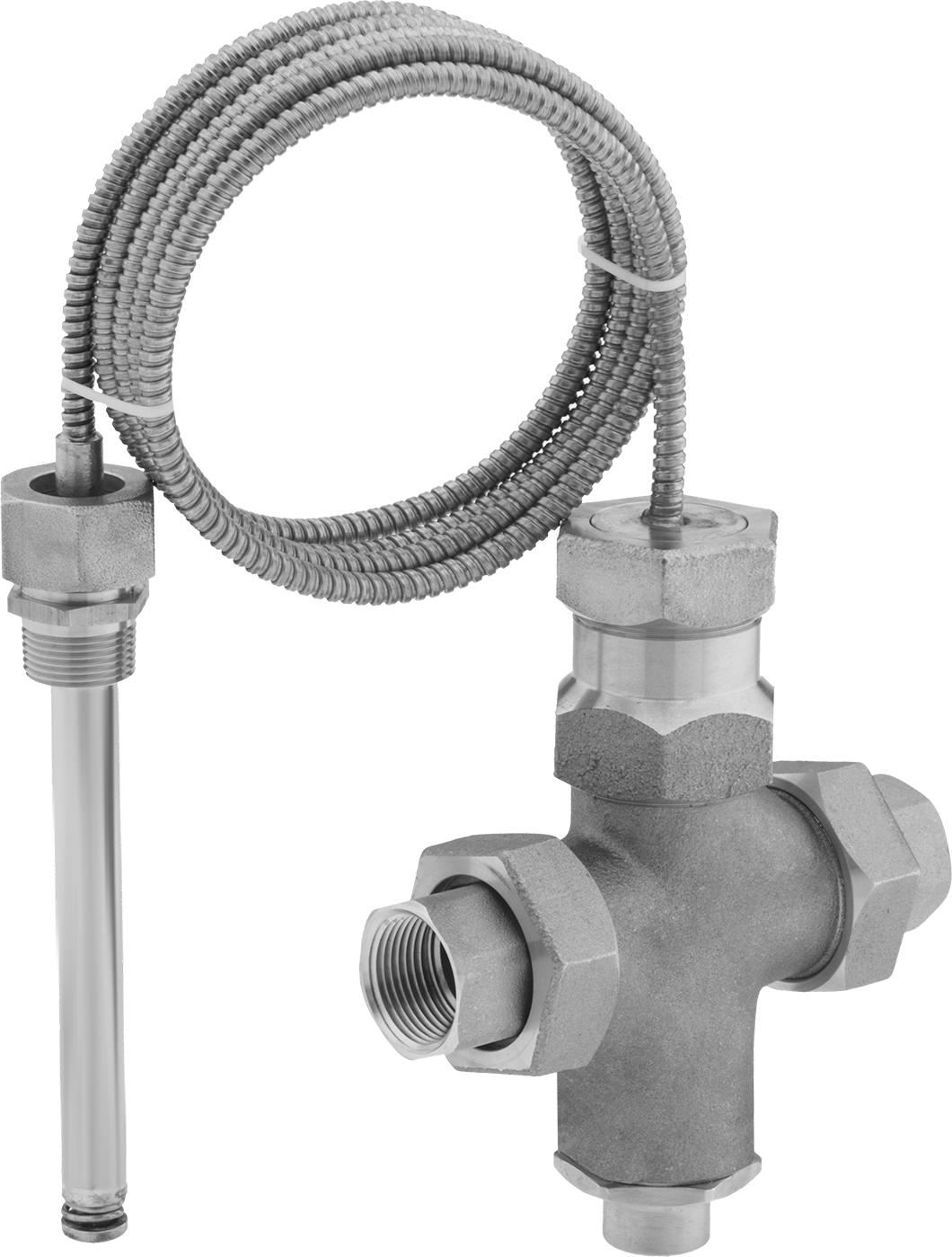 Kompakt Uzaktan Okuma Karıştırma Vanası, Ters Etkili, 40°-100°F, 1/2 NPT, 304 Paslanmaz Çelik Sensör